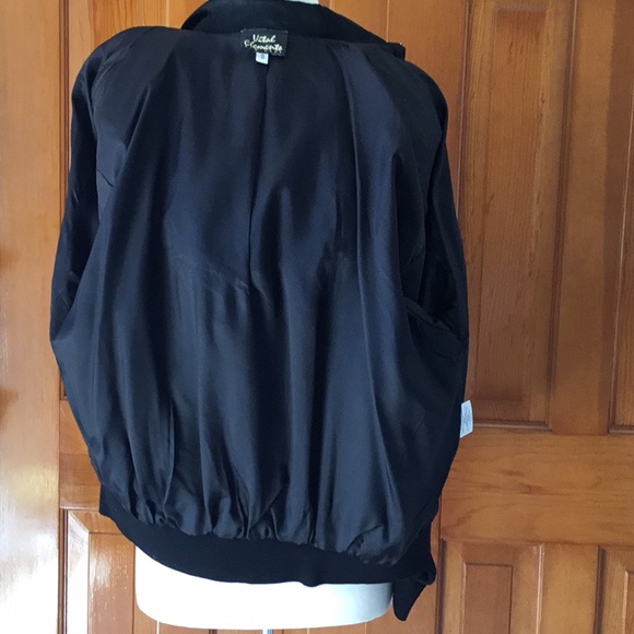 Ladies Black and Rhinestone trimmed Jacket Size 8.  Made in USA.  Zippered front - Picture 14 of 16